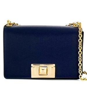 FURLA Mimi Navy Blue Leather Shoulder Bag